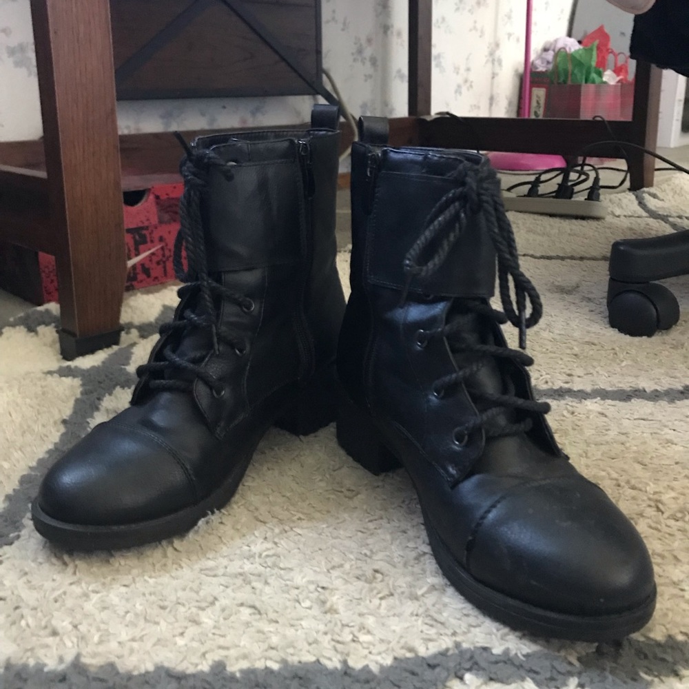 Black combat boots